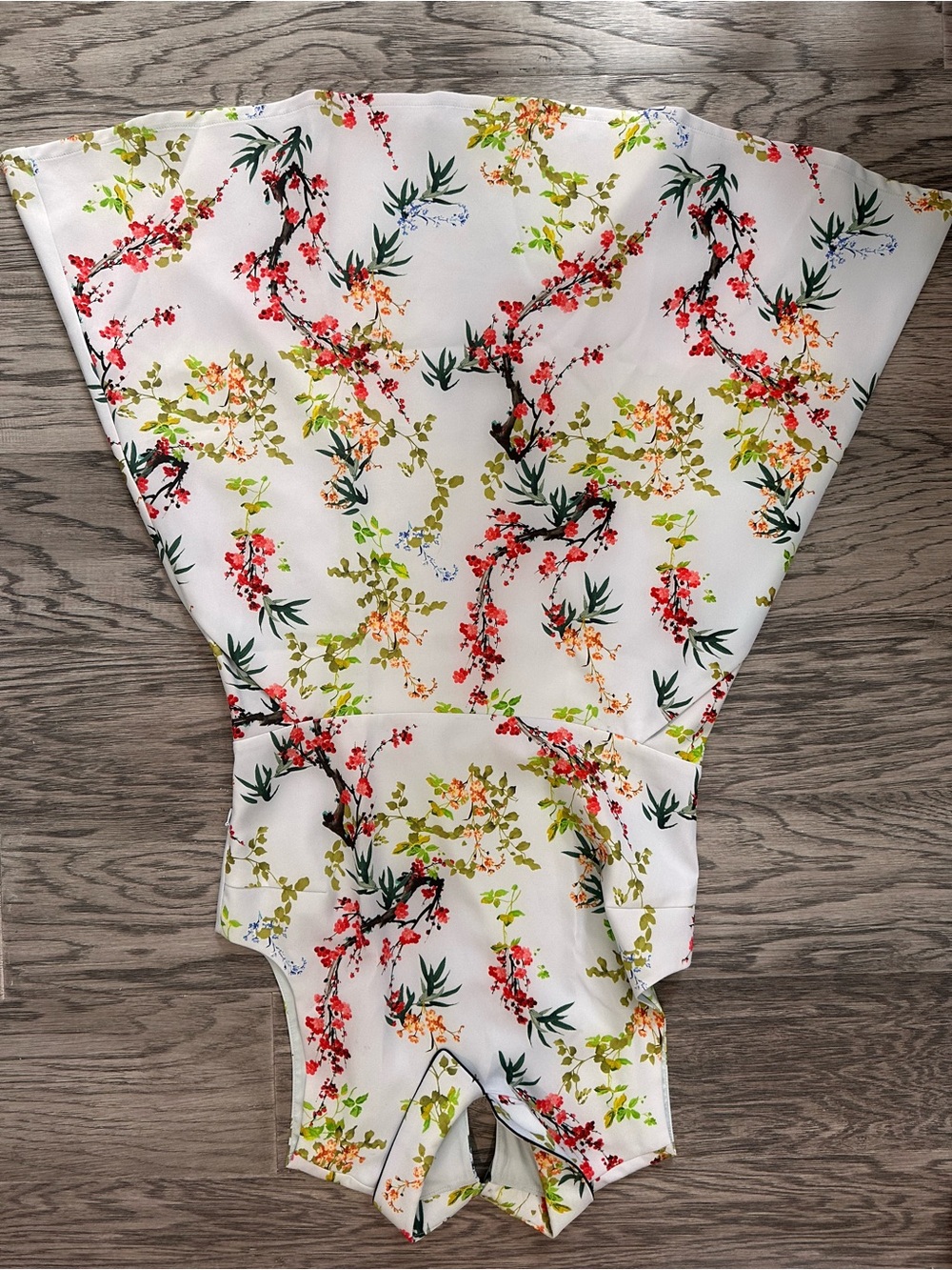 Tristan White Midi Dress with Red, Green and Orange Floral Print